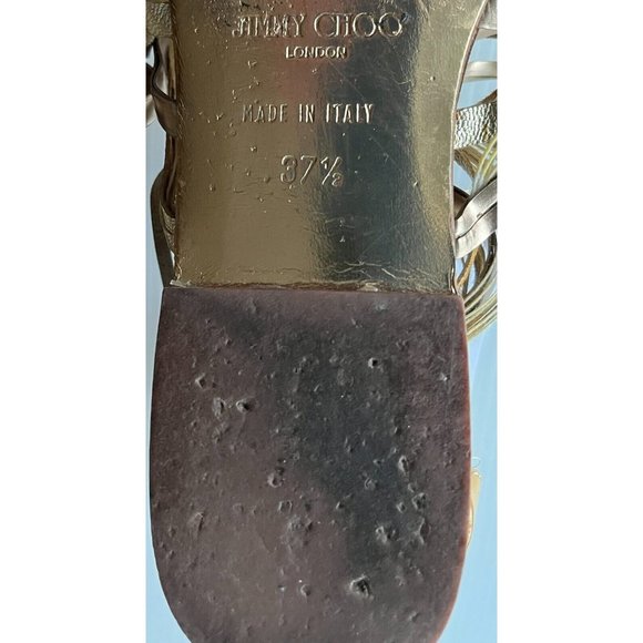 Jimmy Choo Gold & Tan Leather Gladiator Sandals, Size 7.5 (US), 37.5 (EU) - Picture 10 of 11
